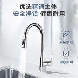1号会员店 304加厚厨房水龙头 精铜主体 三功能抽拉式 360°旋转 冷热双控款