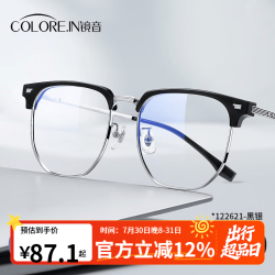 蔡司 防蓝光 近视眼镜  升级钛材 黑银 1.56