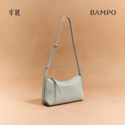 半坡饰族 绵绵小挎包 头层牛皮hobo单肩包新款通勤女斜挎包 云烟灰