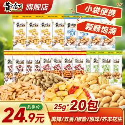 黄飞红 麻辣花生米坚果炒货办公室休闲零食露营聚会下酒菜 混合口味25g*20袋