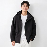 罗宾汉 三防夹克外套宽松连帽通勤徒步上衣透气保暖防寒露冲锋夹克