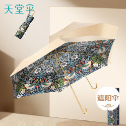 天堂伞 防晒晴雨伞三折 VA博物馆联名插画防晒三折晴雨伞 草莓