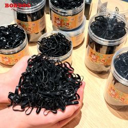 巴布豆 橡皮筋头发加粗加厚发圈儿童头绳一次性弹头耐用黑色发绳