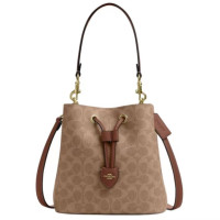 COACH 女包 Rowan 22 品牌徽标经典 皮革 水桶包手提包 棕色CBH07-IMXHE