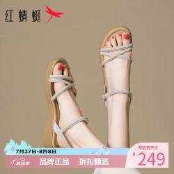 红蜻蜓 女鞋休闲低跟凉鞋 夏季一字带凉鞋运动百搭优雅女士罗马凉鞋子