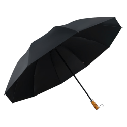 红叶 五人超大雨伞 10骨加固防风折叠 木纹晴雨两用伞 三折黑胶太阳伞 藏青色
