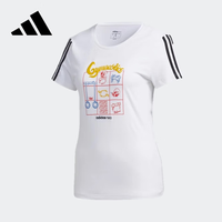 adidas 圆领宽松显瘦 白色 XL 运动T恤