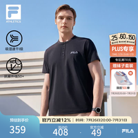 FILA 男装针织短袖衫 吸湿速干防晒 正黑色 2XL T恤