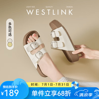 西遇 厚底一字拖 米色 35 女士拖鞋
