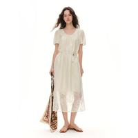 独束 分身型微定制柔光肌理玫瑰提花裙26夏季新品时尚气质连衣裙