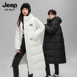 JEEP SPIRIT 吉普 男女羽绒服 长款过膝加厚连帽外套