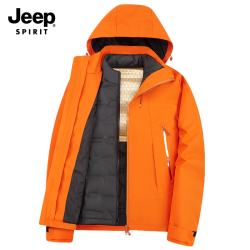 JEEP SPIRIT 吉普新款冲锋衣羽绒内胆三合一男女同款石墨烯登山服