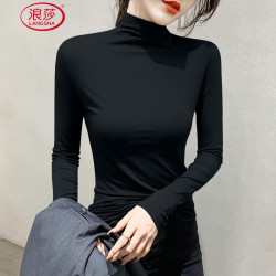 浪莎 女士莫代尔半高领打底衫长袖T恤