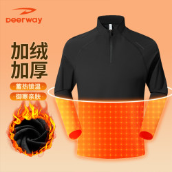 德尔惠 男女同款加绒加厚长袖POLO衫