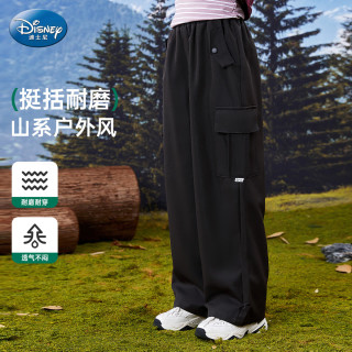 迪士尼 女童工装阔腿裤 灰色 140cm