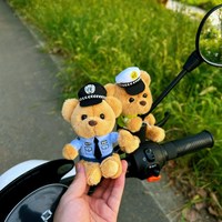 萌趣小熊摩托装饰可爱电动车自行车玩偶创意公仔挂件摆件