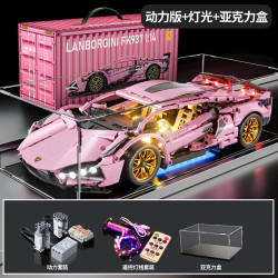 星涯优品 遥控赛车 兰博基尼跑车拼装模型 1:14  粉色+遥控车灯+动力组