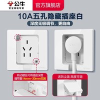 公牛 嵌入式隐藏插座GTBZ223白色五孔10A