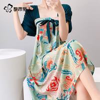 都市丽人 睡衣女复古改良汉服短袖睡裙薄款绵绸可外穿国风夏季家居服女士