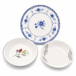 韵唐 陶瓷盘 日式森系家用青花菜8寸盘易清洗精致餐具 5个装 3种花色可选