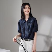 索菲丝尔 桑蚕丝短袖衬衫女2026夏季薄款时尚百搭纯色透气丝绵衬衣