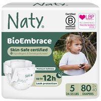 Naty 【破价】Naty BioEmbrace 婴儿纸尿裤 5 号(22-55 磅) | 100% 生物基皮肤 | 植物性柔软 | 通过皮肤病学测试,超强吸水性 | 80 片