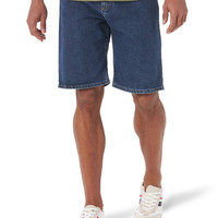 【破价】Wrangler 正品男式舒适弹性腰带牛仔短裤, 深石色(Dark Stonewash), 34