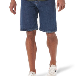 【破价】Wrangler 正品男式舒适弹性腰带牛仔短裤, 深石色（Dark Stonewash）, 34