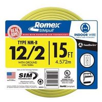 Southwire 122铜芯建筑电线 NM-B型室内布线电缆 4.5m线圈 600V额定电压 SIMpull外套易安装 住宅开关插座分支电路专用