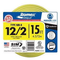 Southwire 122铜芯建筑电线 NM-B型室内布线电缆 4.5m线圈 600V额定电压 SIMpull外套易安装 住宅开关插座分支电路专用