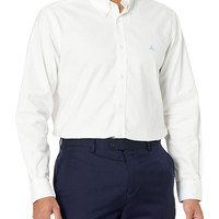 Brooks Brothers 布克兄弟 男士 免烫 弹力牛津 运动衬衫 长袖 纯色 白色 X大码
