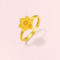 周六福 水仙黄金戒指女足金生日礼物计价A0173929 活口12号 约3.46g
