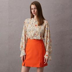 Massimo Dutti 女装纯色下摆小开叉收腰显高A字半身裙