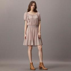 EMPORIO ARMANI 女士透视感收腰显瘦薄款A字连衣裙
