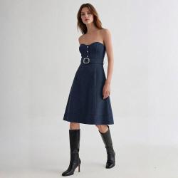 ZARA 女士夏季时尚潮流纯色简约日常休闲百搭无袖抹胸连衣裙