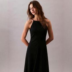 Massimo Dutti 垂顺收腰无袖A字连衣裙