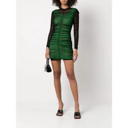 alexanderwang ALEXANDER WANG 女式时尚拼色修身网纱圆领长袖连衣裙