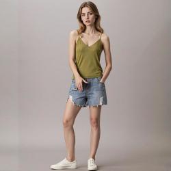Massimo Dutti 女式V领性感风微弹时尚套头短款吊带背心