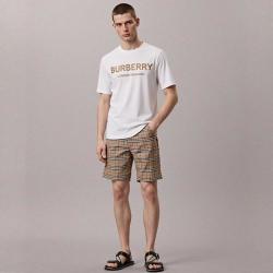 BURBERRY 男款印花圆领徽标短袖T恤