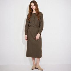ZARA 复古波点纽扣口袋直筒气质连衣裙