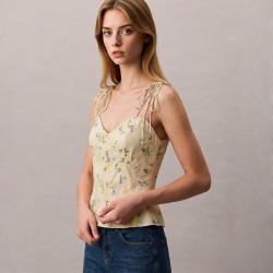 ZARA 碎花吊带抹胸收腰荷叶边法式清新纯欲风上衣