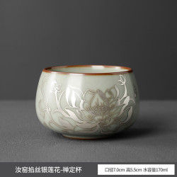 棠门 汝窑掐丝银莲禅定杯