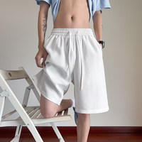 月伊纺 美式复古休闲五分裤男士夏季宽松直筒潮流百搭运动沙滩短裤半身裤