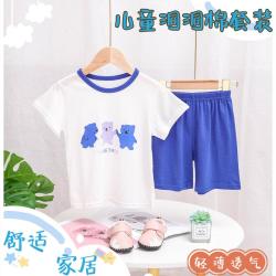 俞兆林 棉质亲肤舒适男童睡衣女童短袖儿童中大童睡衣家居服