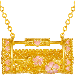 周六福 喜梅锁包黄金项链 足金吊坠 约5.23g 40+5cm