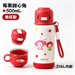 HAERS 儿童保温杯316内胆吸管款500mL