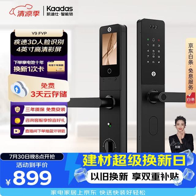 凯迪仕 V9 FVP 3D人脸识别 智能门锁