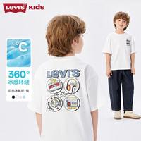 百亿补贴:Levi's Levis李维斯男童短袖女童T恤儿童2026夏季运动上衣白