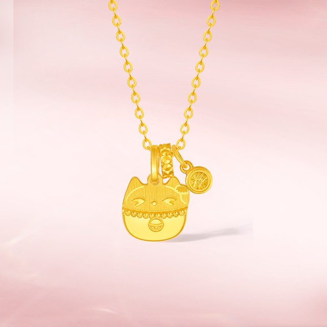 周六福 叮当猫黄金项链女足金吊坠生日礼物计价A0681077 约3.7g 40+5cm