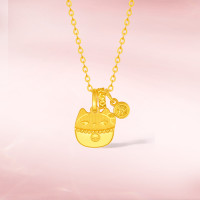 周六福 叮当猫黄金项链女足金吊坠生日礼物计价A0681077 约3.7g 40+5cm